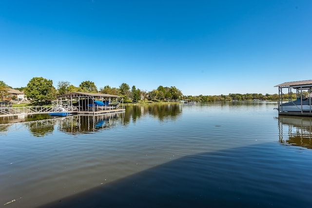 view of dock featuring a water view