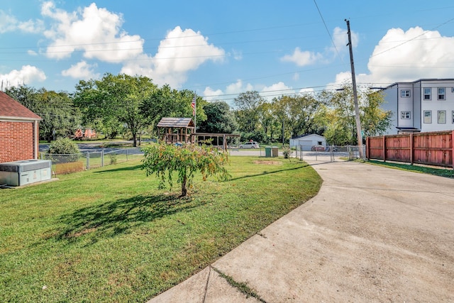 view of yard with a playground