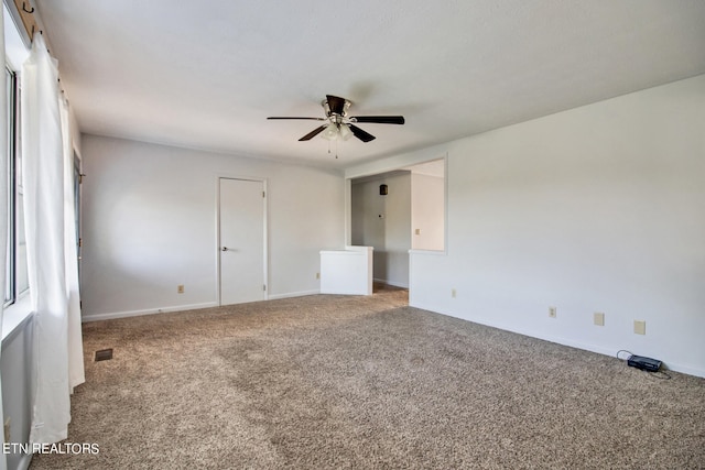 unfurnished bedroom with carpet and ceiling fan