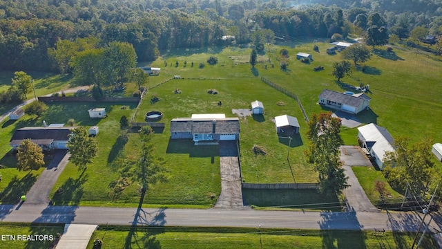 drone / aerial view with a rural view