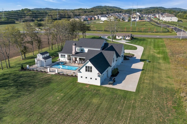 drone / aerial view with a mountain view