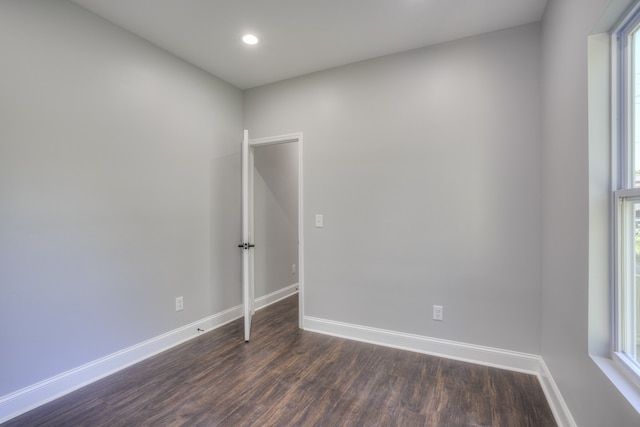 unfurnished room featuring dark wood-type flooring