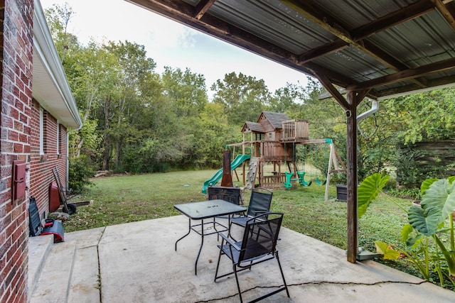 view of patio with a playground