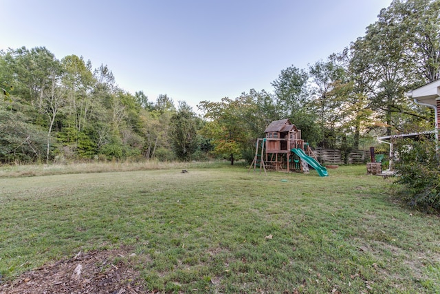 view of yard with a playground