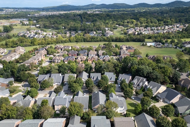 drone / aerial view with a mountain view