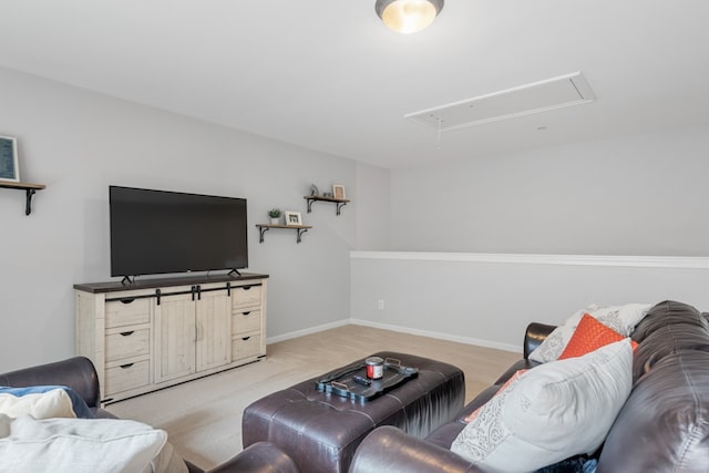 living room with light colored carpet