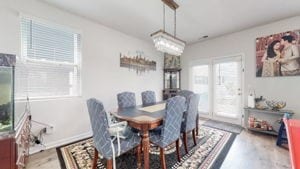 dining space with hardwood / wood-style floors