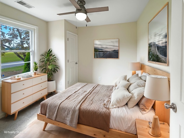 bedroom featuring ceiling fan