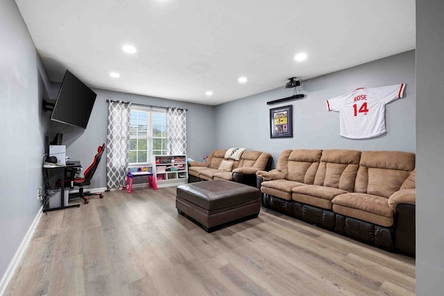 living room featuring light hardwood / wood-style floors