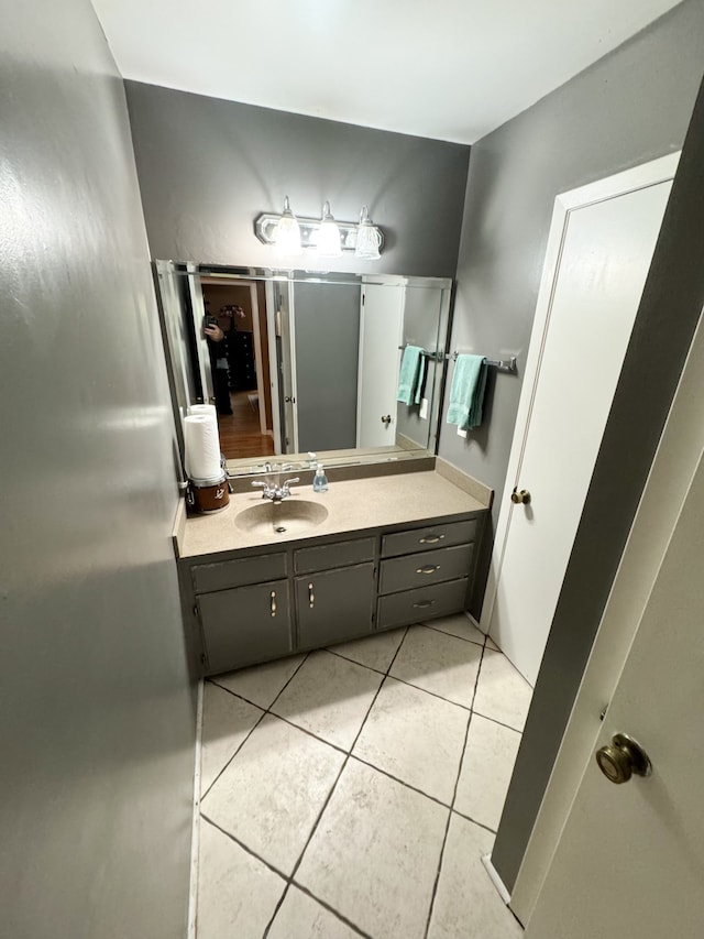 bathroom featuring vanity and tile patterned floors