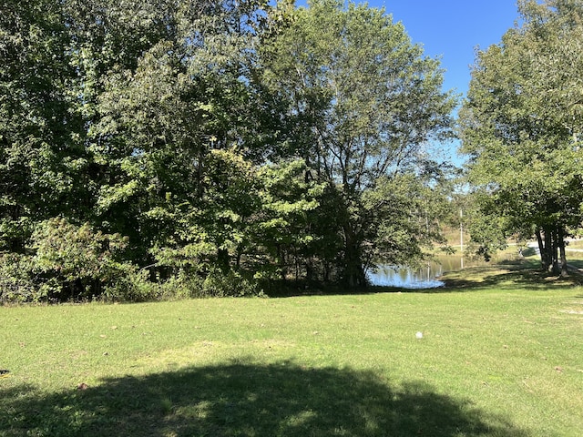 view of yard with a water view