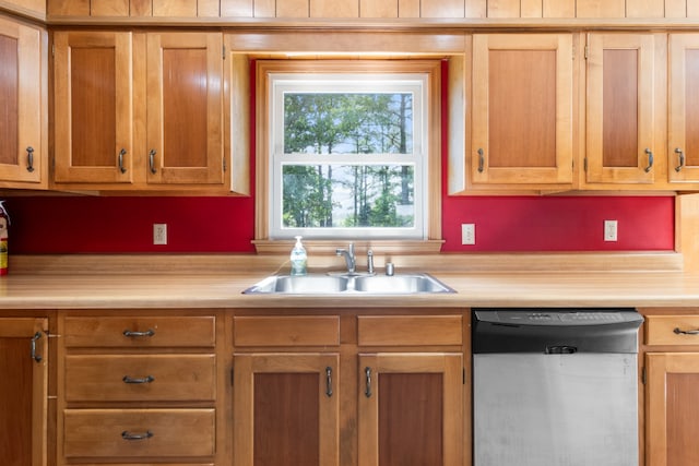 kitchen with sink and stainless steel dishwasher