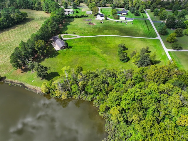 bird's eye view with a rural view and a water view