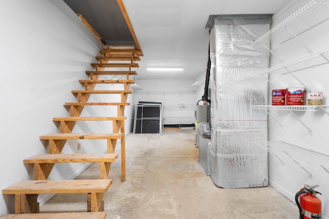 basement with electric water heater