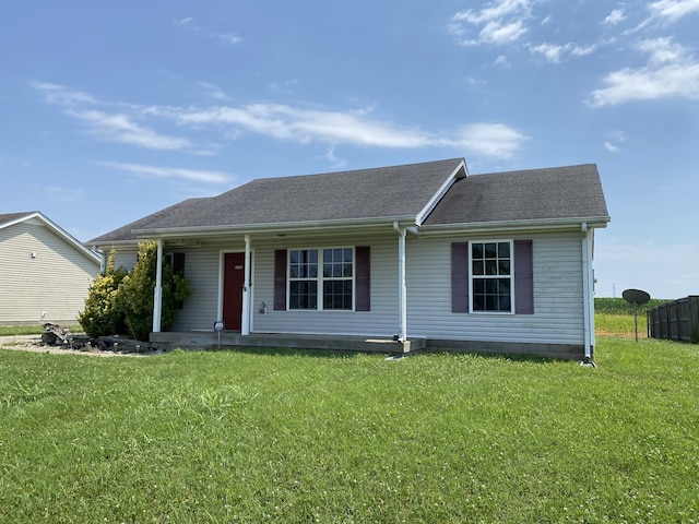 single story home with a front yard