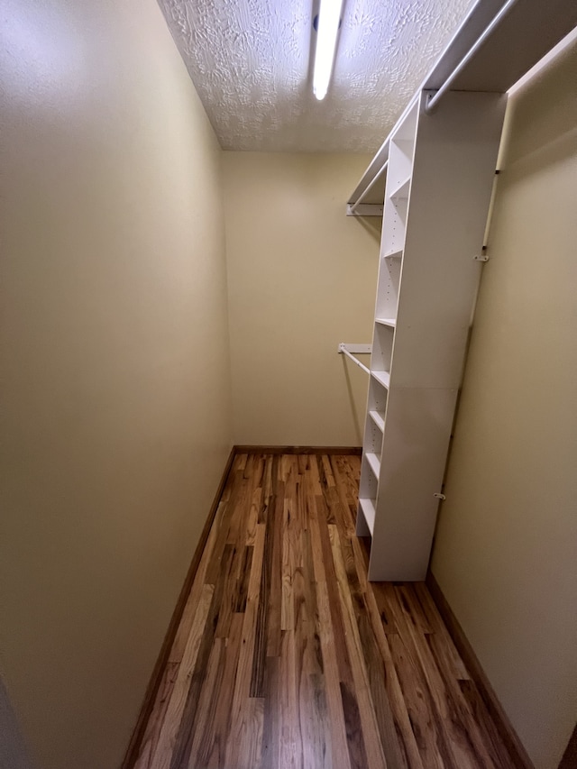 walk in closet with hardwood / wood-style floors