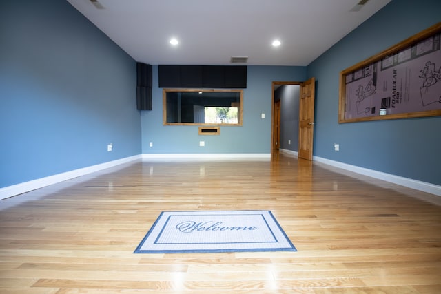 interior space with light hardwood / wood-style floors