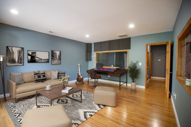 living room featuring wood-type flooring