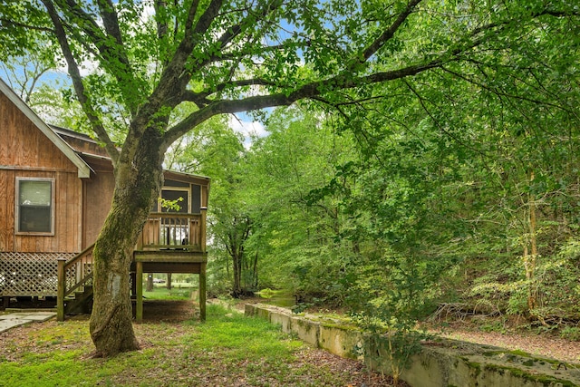 view of yard with a deck