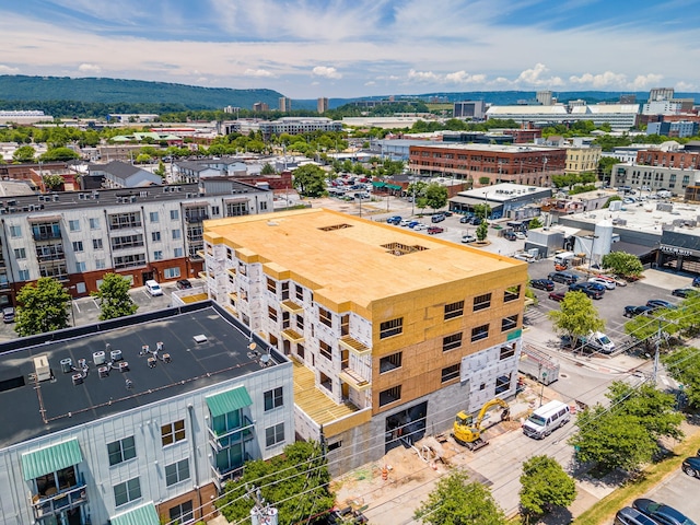 birds eye view of property featuring a mountain view