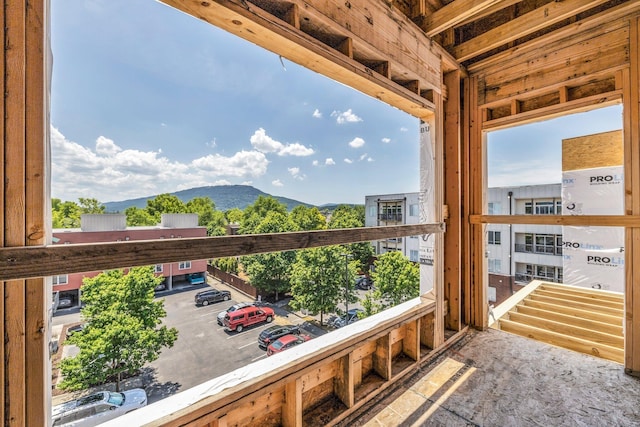 balcony with a mountain view