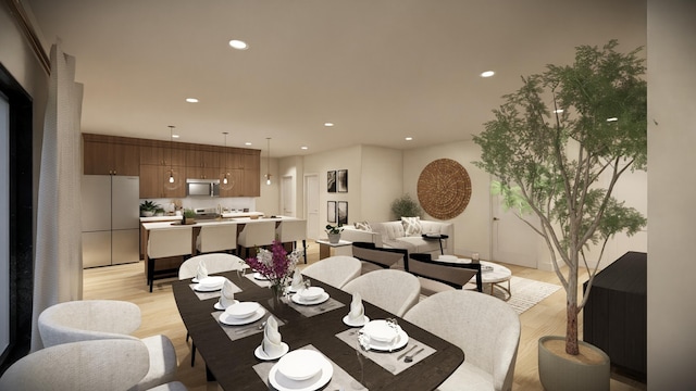 dining room featuring light hardwood / wood-style flooring