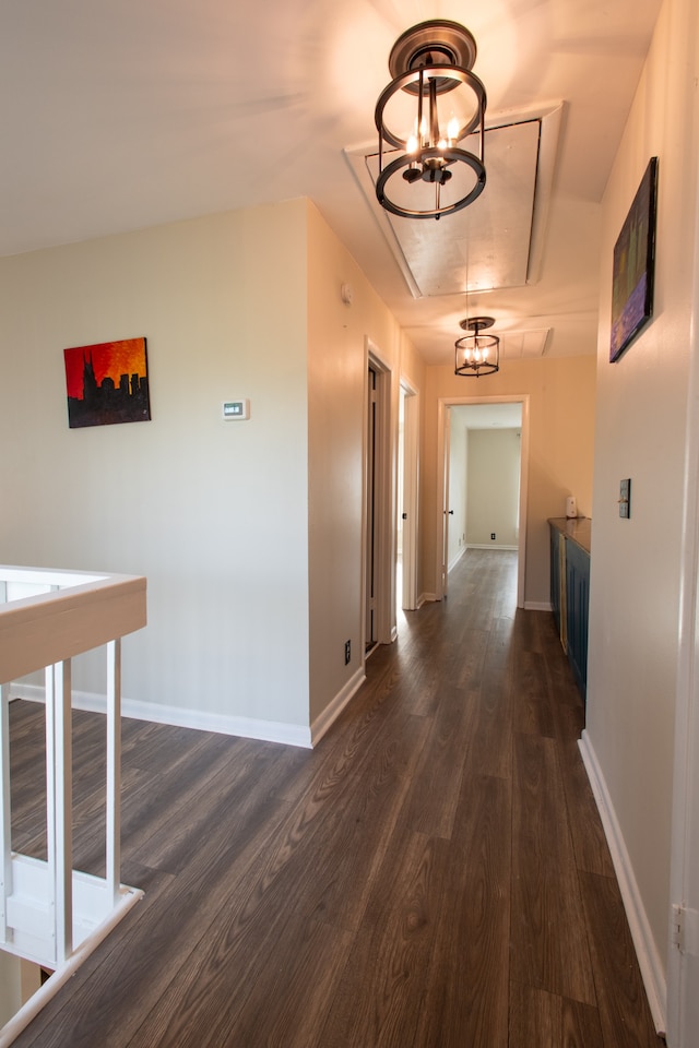 corridor with dark wood-type flooring