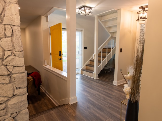 entrance foyer featuring dark hardwood / wood-style floors