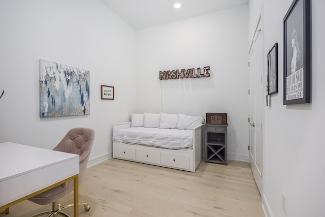 bedroom featuring light hardwood / wood-style flooring