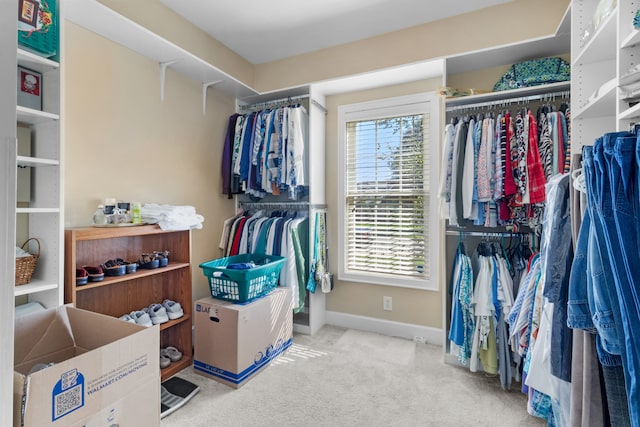 spacious closet with light carpet