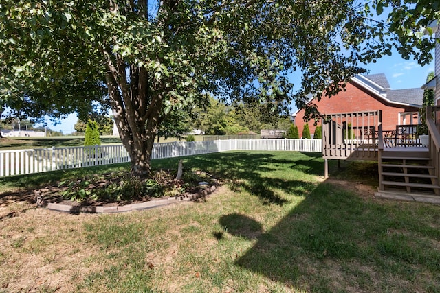 view of yard featuring a deck