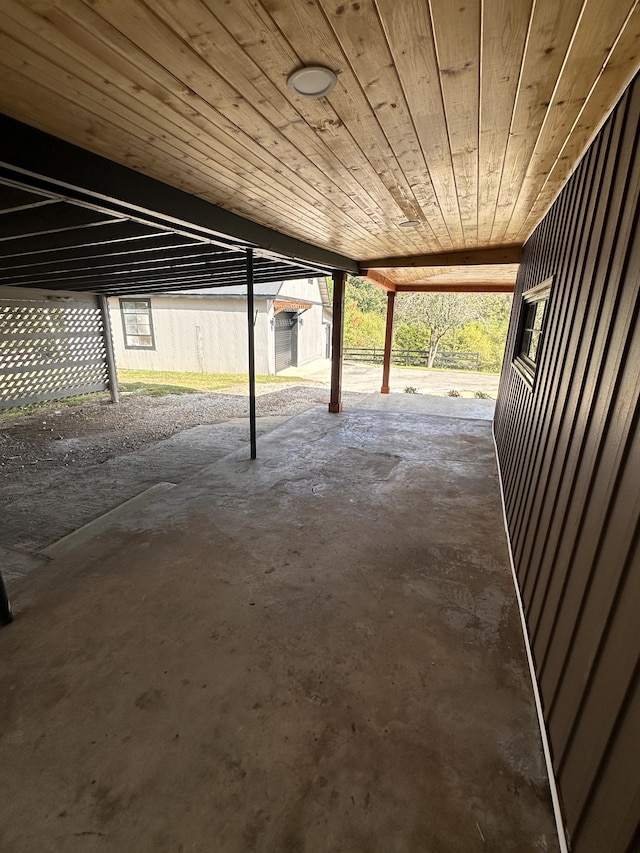 interior space featuring wood ceiling