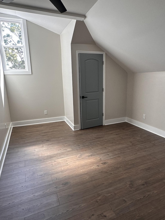 292 Quebeck Rd, Quebeck, TN 38579 - additional living space with dark wood-type flooring, baseboards, and lofted ceiling