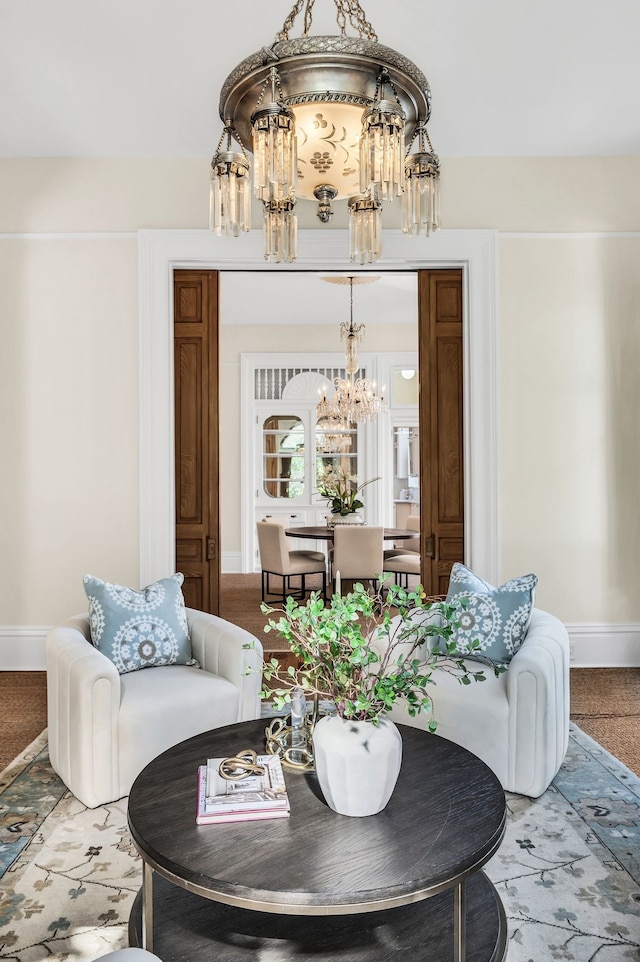 view of carpeted dining area