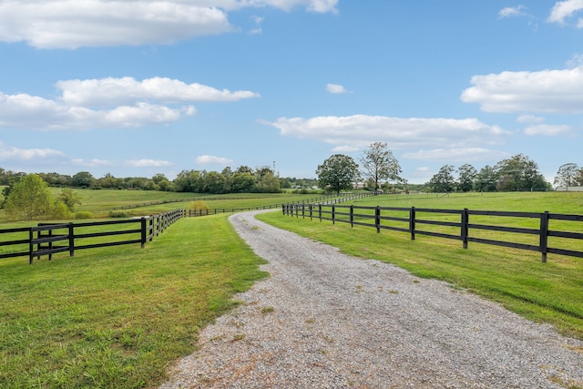 view of street with a rural view