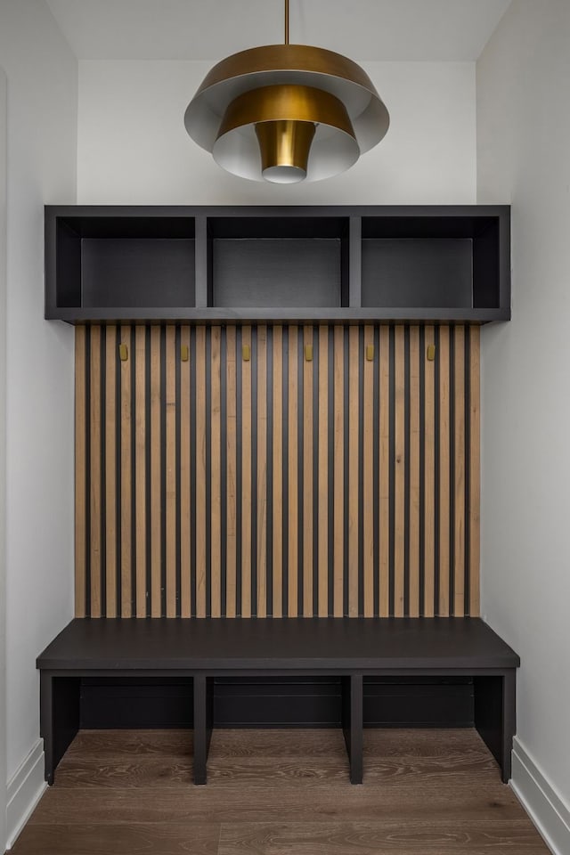 mudroom with hardwood / wood-style floors