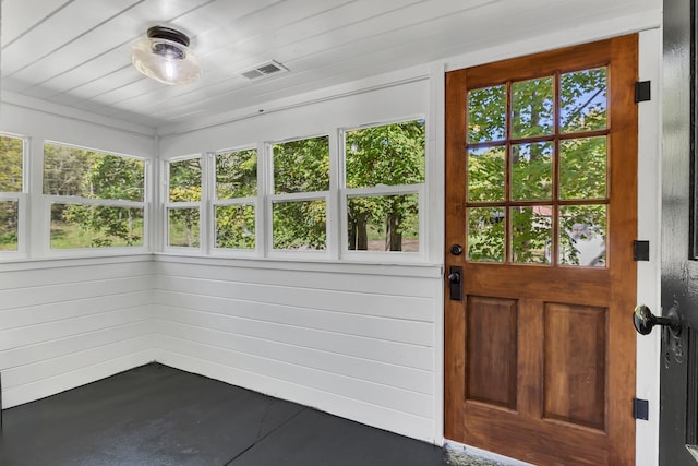 view of unfurnished sunroom