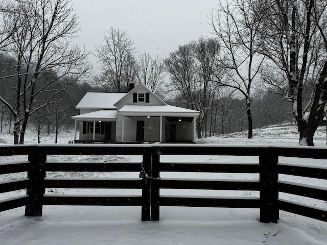 view of snow covered deck