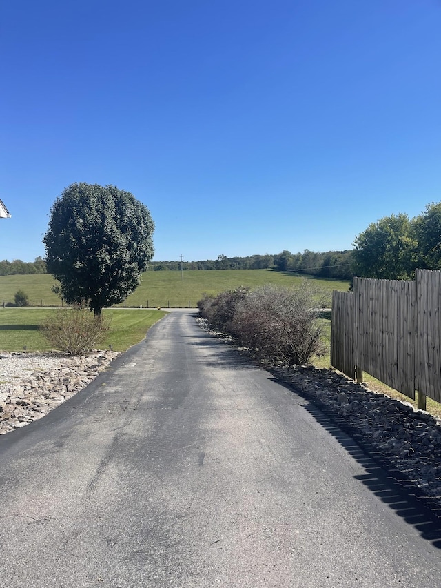 view of street with a rural view