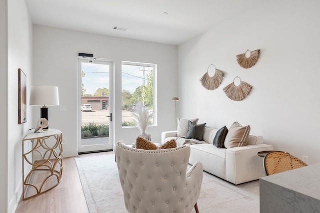 living room featuring light hardwood / wood-style floors