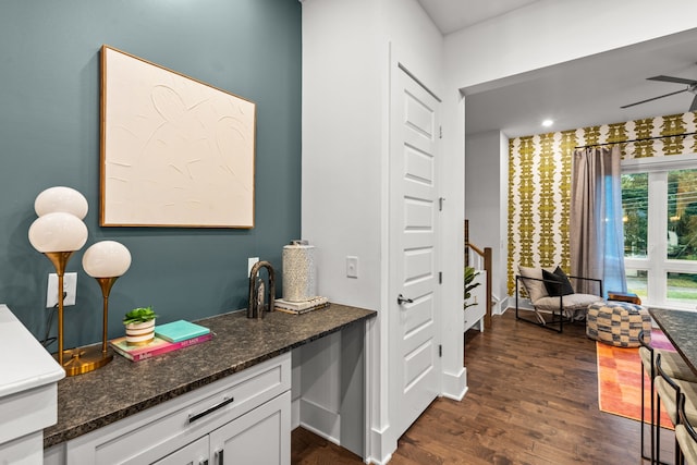 interior space featuring dark wood-type flooring