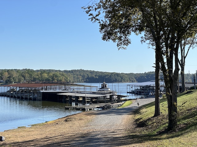 view of dock featuring a water view