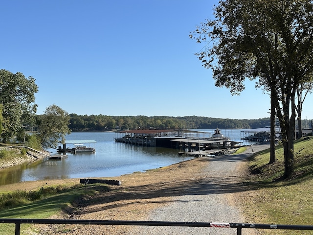 dock area featuring a water view