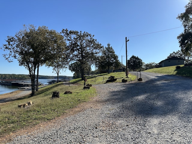 view of road featuring a water view