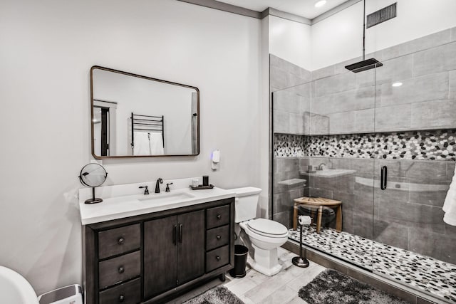 1657 Boswell Rd, Winchester, TN 37398 - bathroom with a shower stall, vanity, and marble finish floors