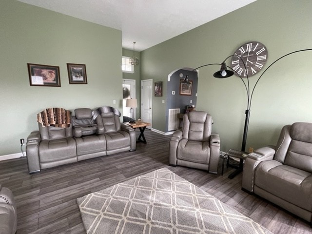 living room with hardwood / wood-style floors