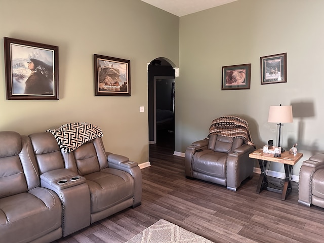 living room with hardwood / wood-style flooring