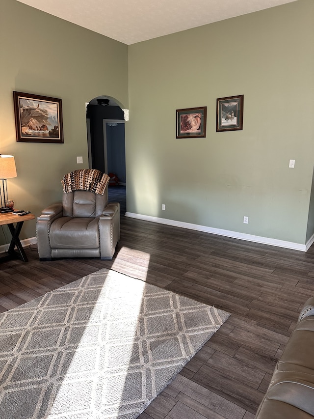 living room featuring dark hardwood / wood-style flooring