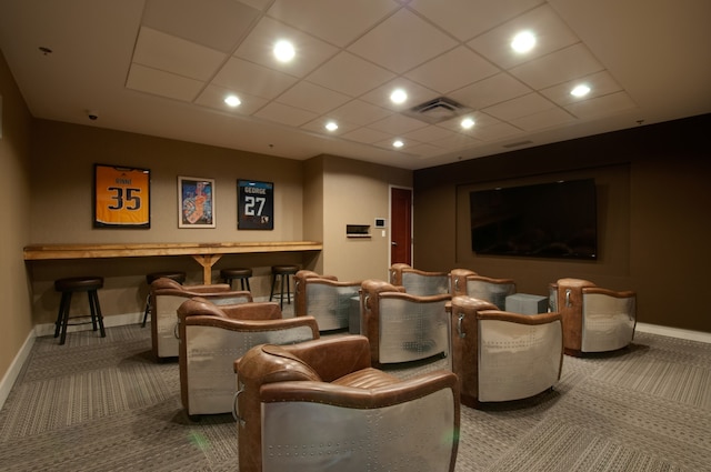 view of carpeted home theater room