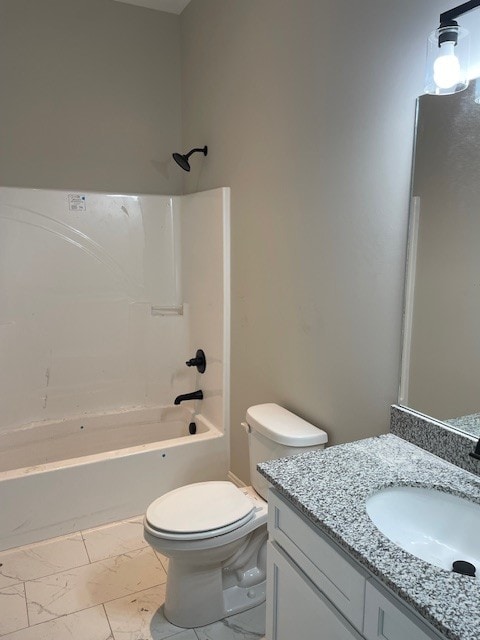 full bathroom featuring vanity, toilet, and tub / shower combination